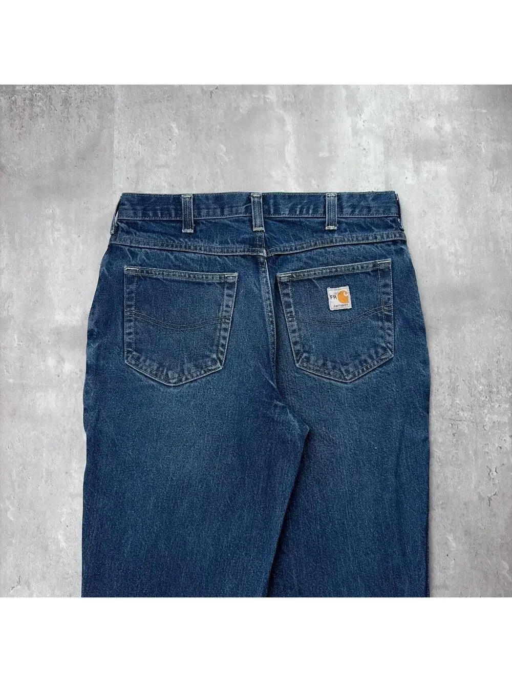Vintage Dark Wash Carhartt Grunge Distressed Baggy Skater Denim Jeans
